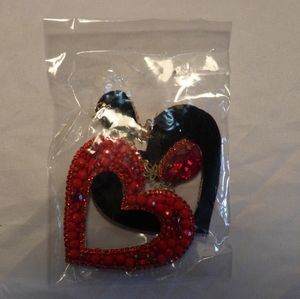 Statement Beaded Red Heart Earrings